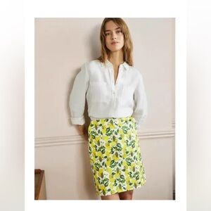 BODEN 🍋 lemon print 🍋 a line COTTON SKIRT pockets! SUZE US 12